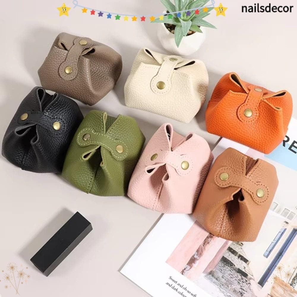 Bolsa De Moedas De Couro PU NAILSDECOR , Armazenamento De Chave De Carro De Cor Sólida De Tamanho Pequeno , Pequena Fofa