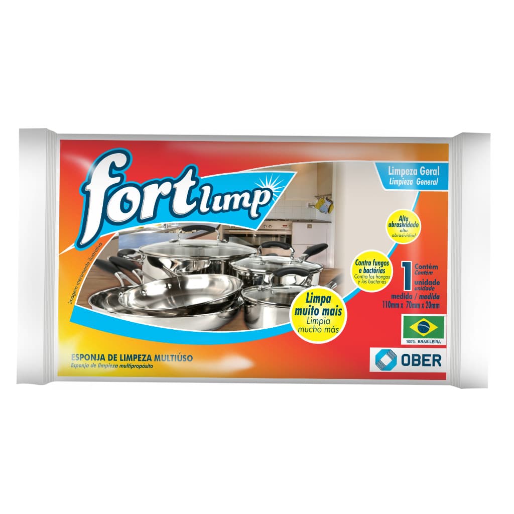 Esponja De Limpeza Multiuso Fortlimp 11cm X 7cm - 1 Unidade
