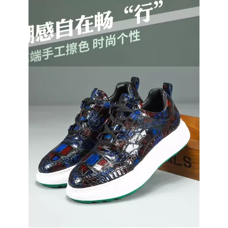 Novos sapatos masculinos de couro de crocodilo de alta qualidade moda All-Match mão-polido cor sapatos casuais confortáv