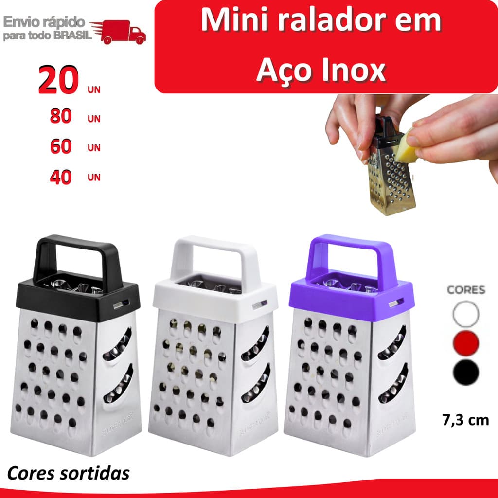 80/60/40/20 Mini Ralador de Aço Inox Cozinha Talher Ralar Alho Pepino Brinde Lembrancinha Casamento