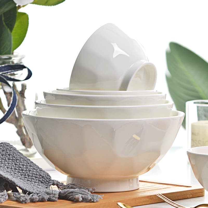 Tigela de cerâmica doméstica de osso branco puro China, combinação de Hotel, tigela de sopa, macarrão, tigela de arroz,