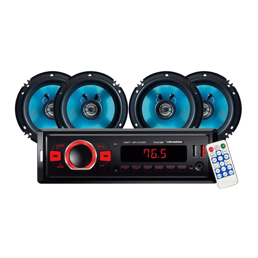 Kit Rádio + 4 Alto Falantes 6,5" 50w Roadstar Rs-2670br Smart Line