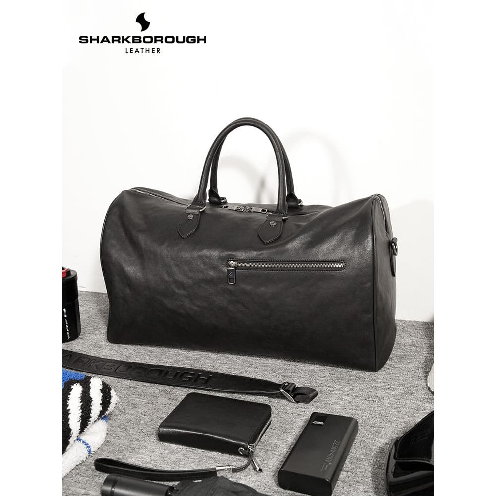 Bolsa de viagem de couro masculina, bolsa de bagagem de mão de grande capacidade, viagem de negócios de curta distância,