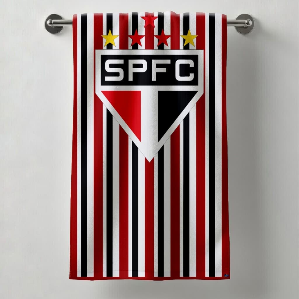 Toalha Banho Praia Piscina Time São Paulo SPFC Futebol Torcedor Tricolor Macia Atoalhada Exclusiva