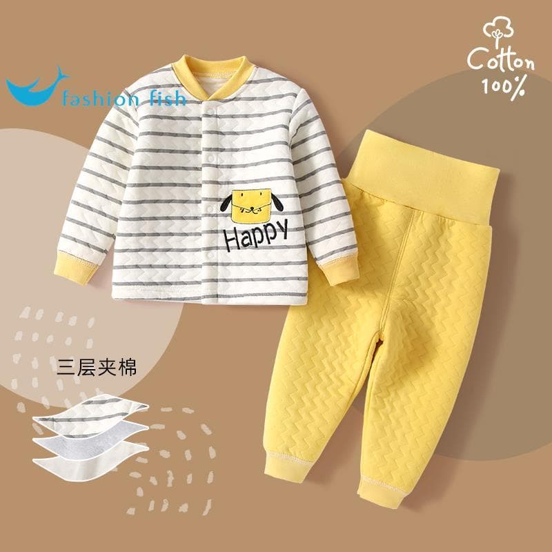 Bebê roupas quentes terno 0 algodão puro 1 ano de idade meninos meninas crianças roupas acolchoadas engrossado outono in
