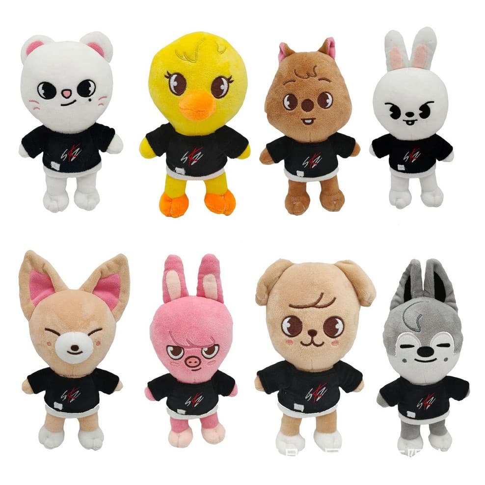 Kit 8 Stray Kids para Skzoo de Pelúcia 20cm - Bang Chan, Lee Know, Changbin, Hyunjin, Han, Felix, Seungmin e I.N. Woojin