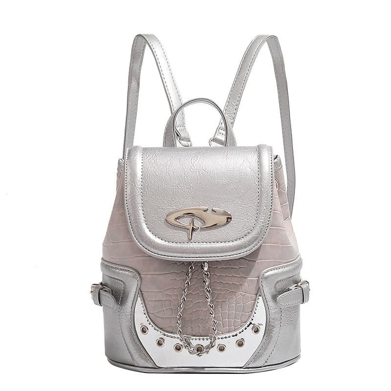 Novo estilo mochila feminina prata rosa mochila quente menina nicho Design mochila Commuter corrente mochila