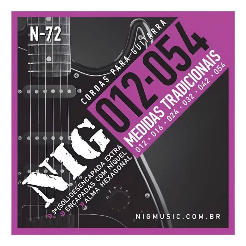 Encordoamento Para Guitarra 6 Cordas Niqueladas N-72 - Nig
