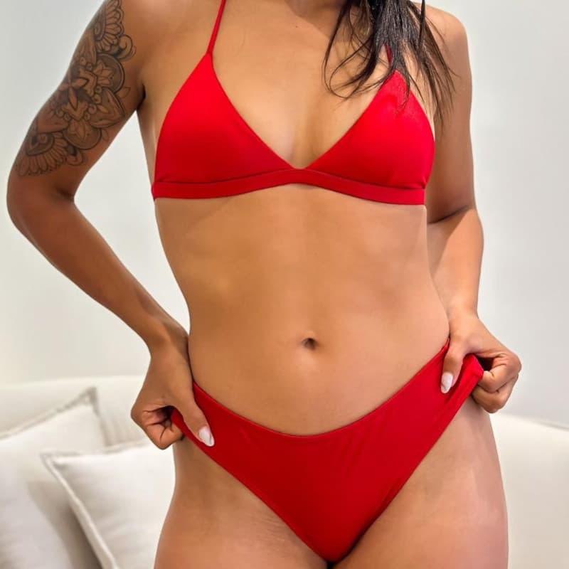 Biquíni Feminino Top Triângulo Cortininha com Fita regulagem Calcinha Modeladora Poliamida Mulher