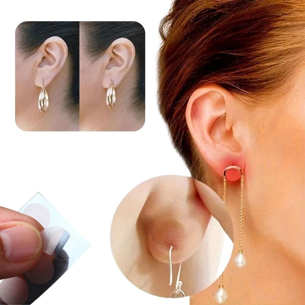 Kit 50 Adesivos P/Orelha Rasgada Tapa Furo Brinco Discreto Impermeável Banho Natação Ouvido colante