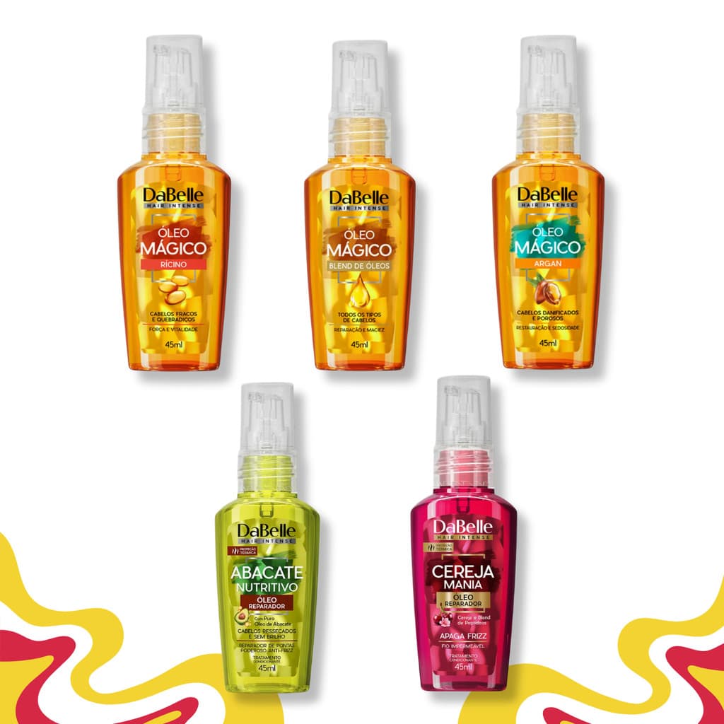 Óleos Reparadores Protetor Térmico Mágico Abacate Cereja Argan Rícino Blend Hidratação 45ml