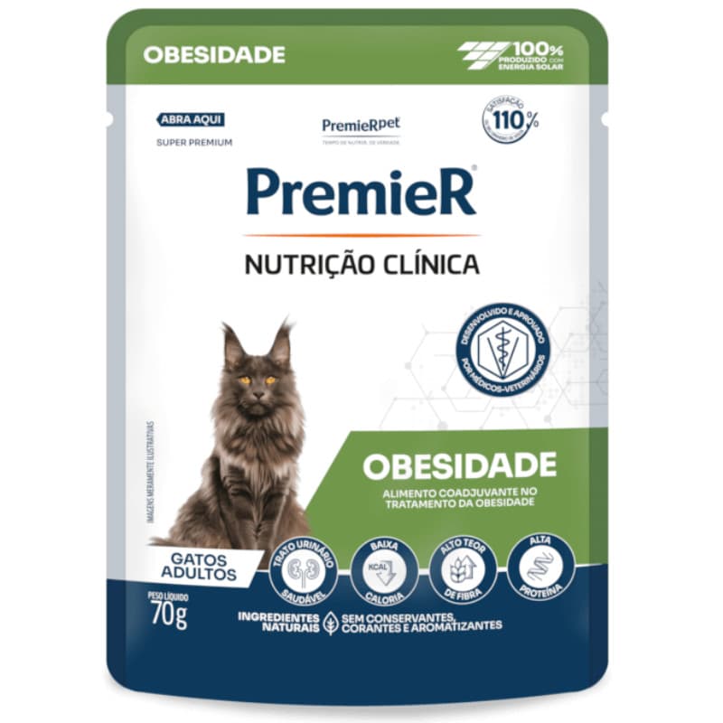 Ração Úmida Premier Sachê Nutrição Clínica Obesidade Para Gatos Adultos 70g