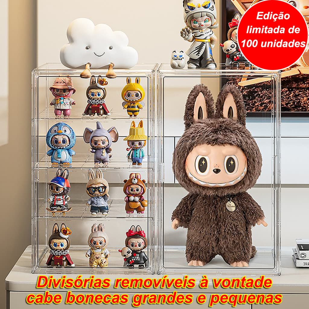 60x36x36cm Caixa Organizadora Grande Transparente para Bonecos Porte Colecionáveis Vitrine para Itens de Coleção