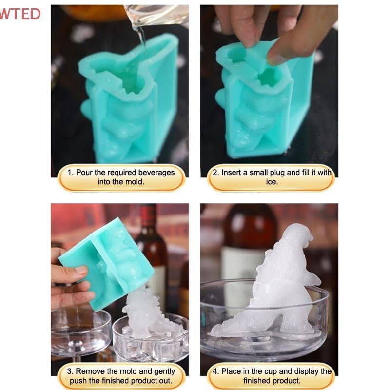 (WTED) Godzilla Molde De Gelo Cozinha Silicone Decoração De Bolo Doce Geléia Ferramenta De Cozimento Vela Sabão Pudim Mo