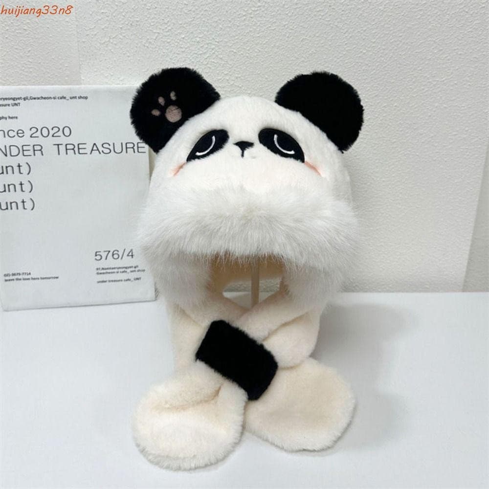 HUIJIANG Panda Lenço De Pelúcia , Chapéu Quente Bonito Da Orelha Do Urso , Protetor De Macio Moda Engrossado Inverno