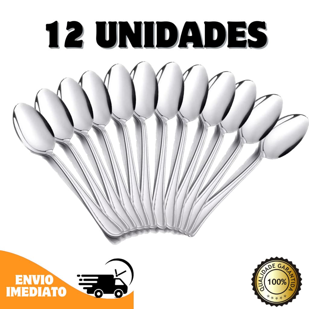 Kit 12 Colher de mesa sopa grande inox buffet restaurante cozinha