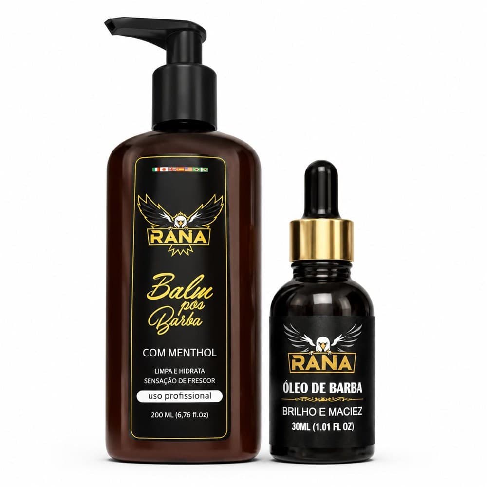 Kit Balm Pos Barba Menthol+Oleo de Barba Rana Profissional