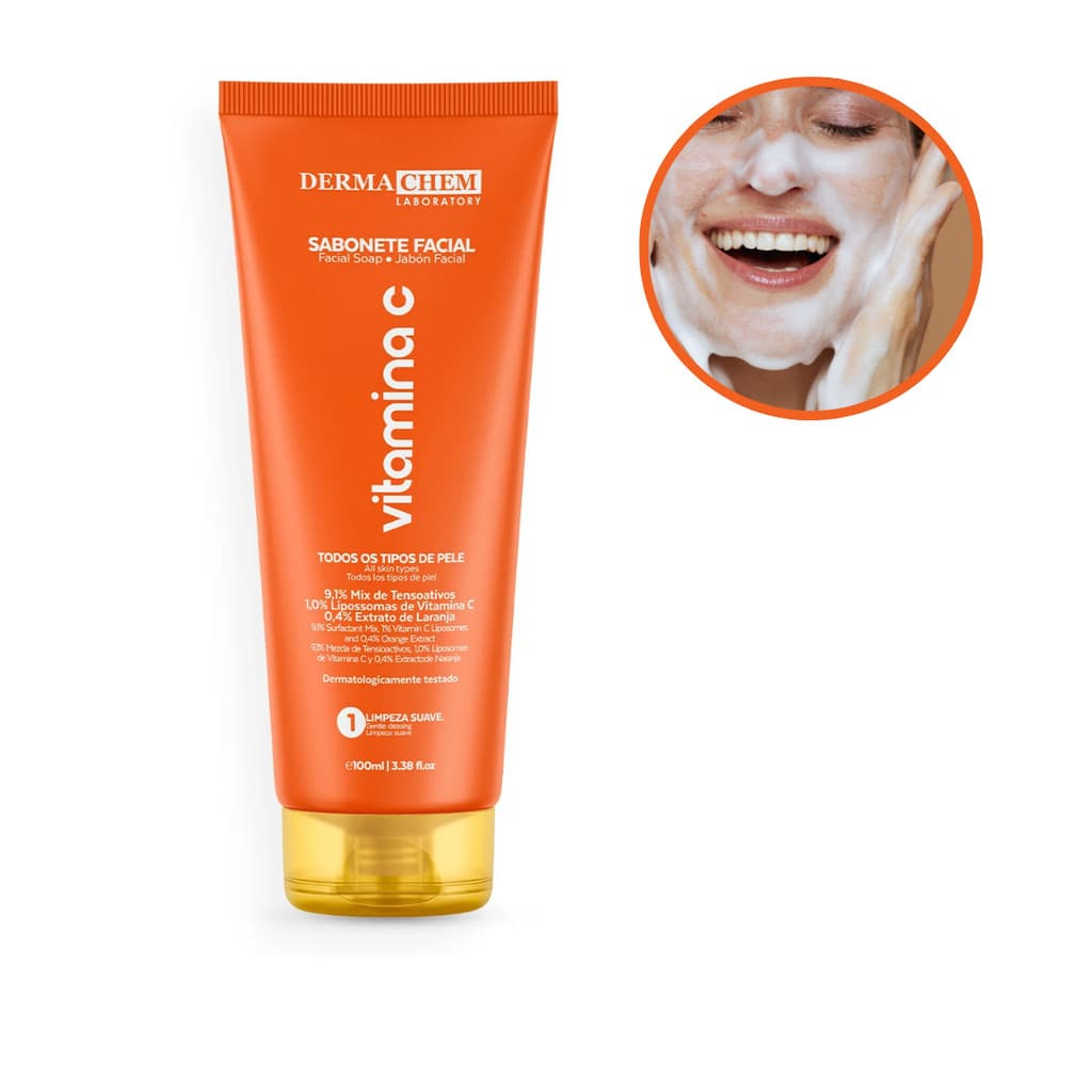 Sabonete facial vitamina C dermachem limpeza suaze
