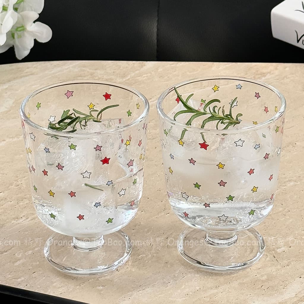 Estrelado Gypsophila taça ins estilo gelo americano xícara de café ligeiramente bêbado copo de vinho copo de água suco v