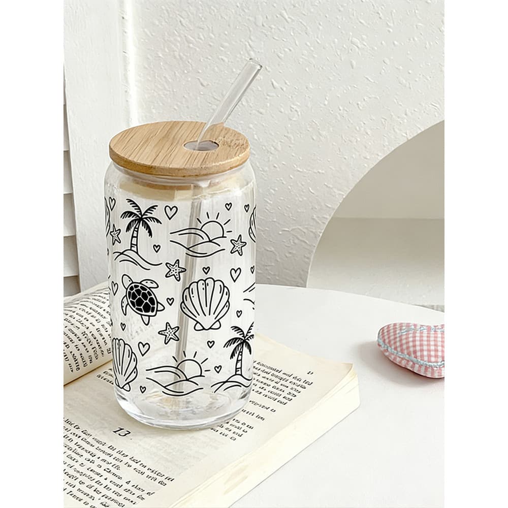 Caneta simples do mundo subaquático Original, copo para beber diário, vidro de borosilicato alto, gato de desenho animad