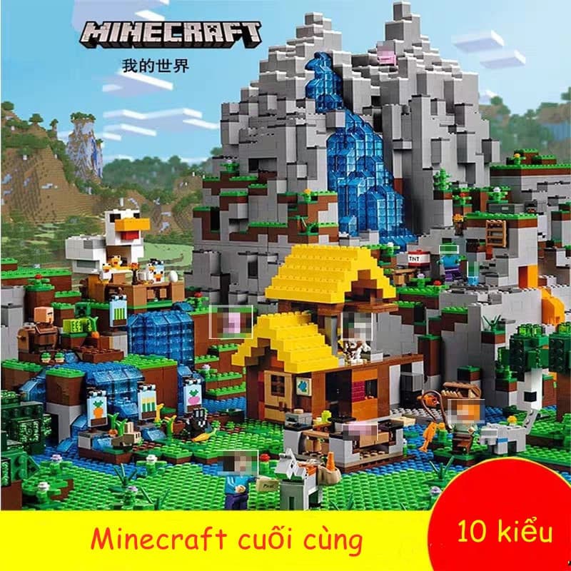 1208 Pçs Blocos De Construção lego Ingles Vila Warhorse Cidade Árvore Casa Cachoeira Brinquedos Educativos Para Crianças