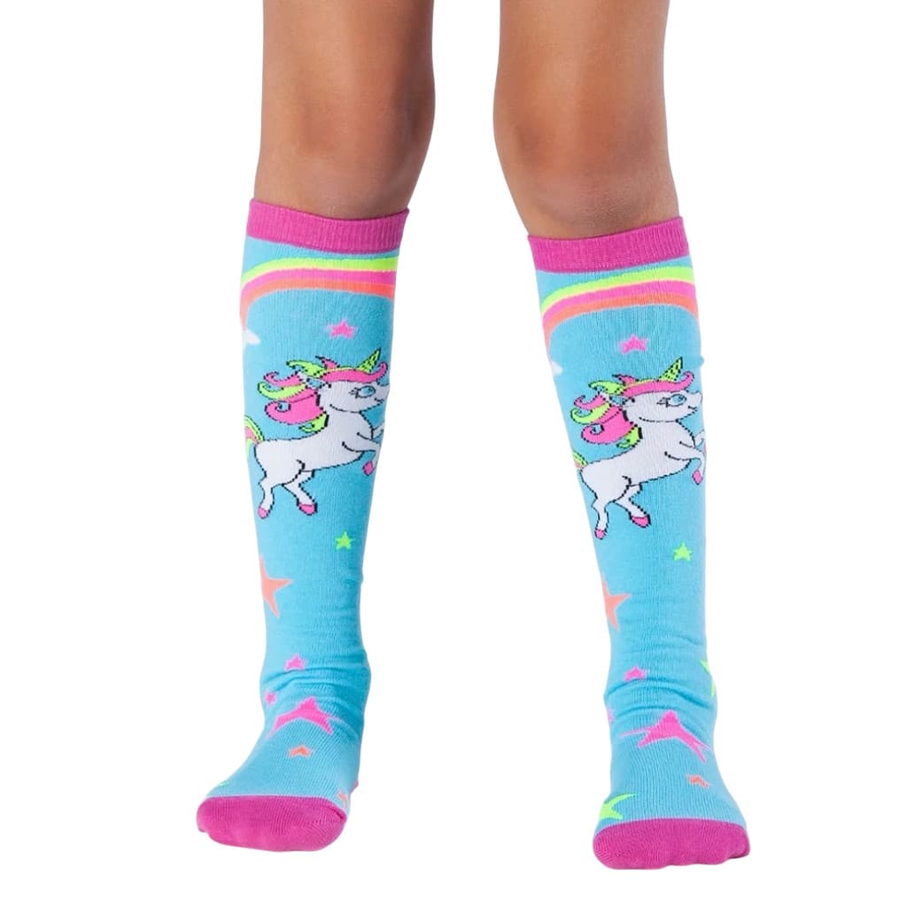 Meia 3/4 Infantil Cano Alto Longo Colorida Unicórnio Carros Cachorrinho Divertida Rosa Verde Azul