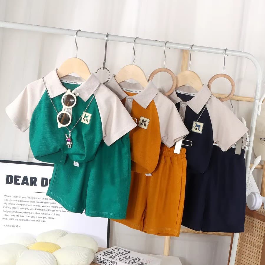 Conjunto De 2 Peças Para Meninos Estilo Europeu – Top Polo De Manga Curta + Shorts Combinando | Boutiq