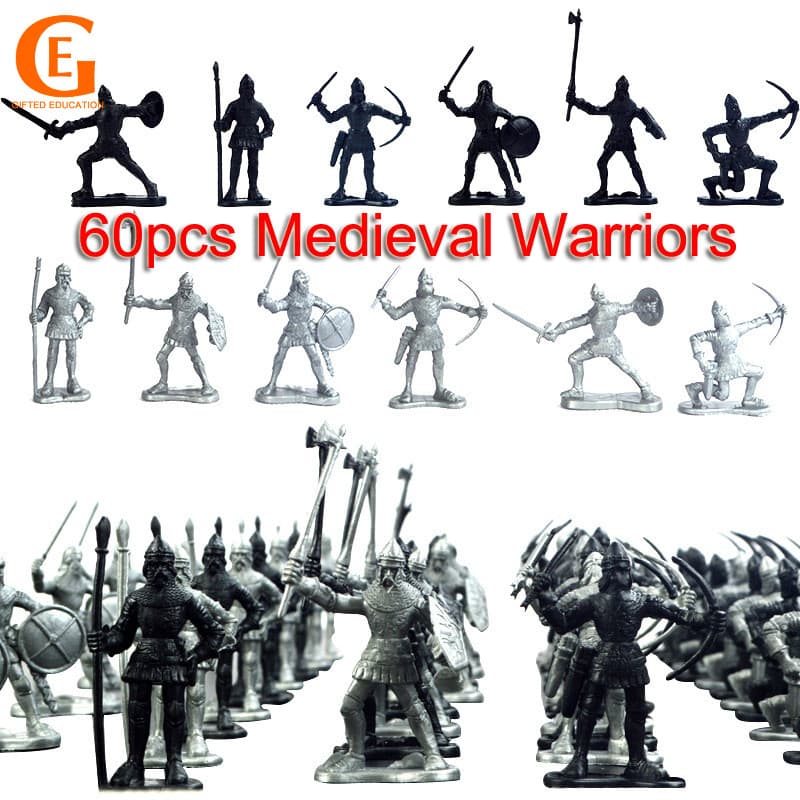 14/28/60pcs Cavaleiro Medieval Guerreiros Cavalos Simulação Soldados Antigas Modelo Estática Militar Para Crianças Dos M