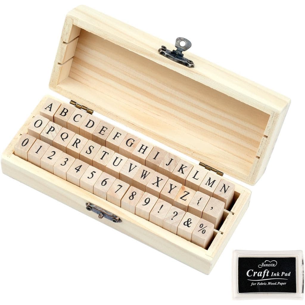 42 Carimbos de Letras, Carimbos de Borracha com Alfabeto, Conjunto de Carimbos de Madeira com Números, Letras e Símbolos