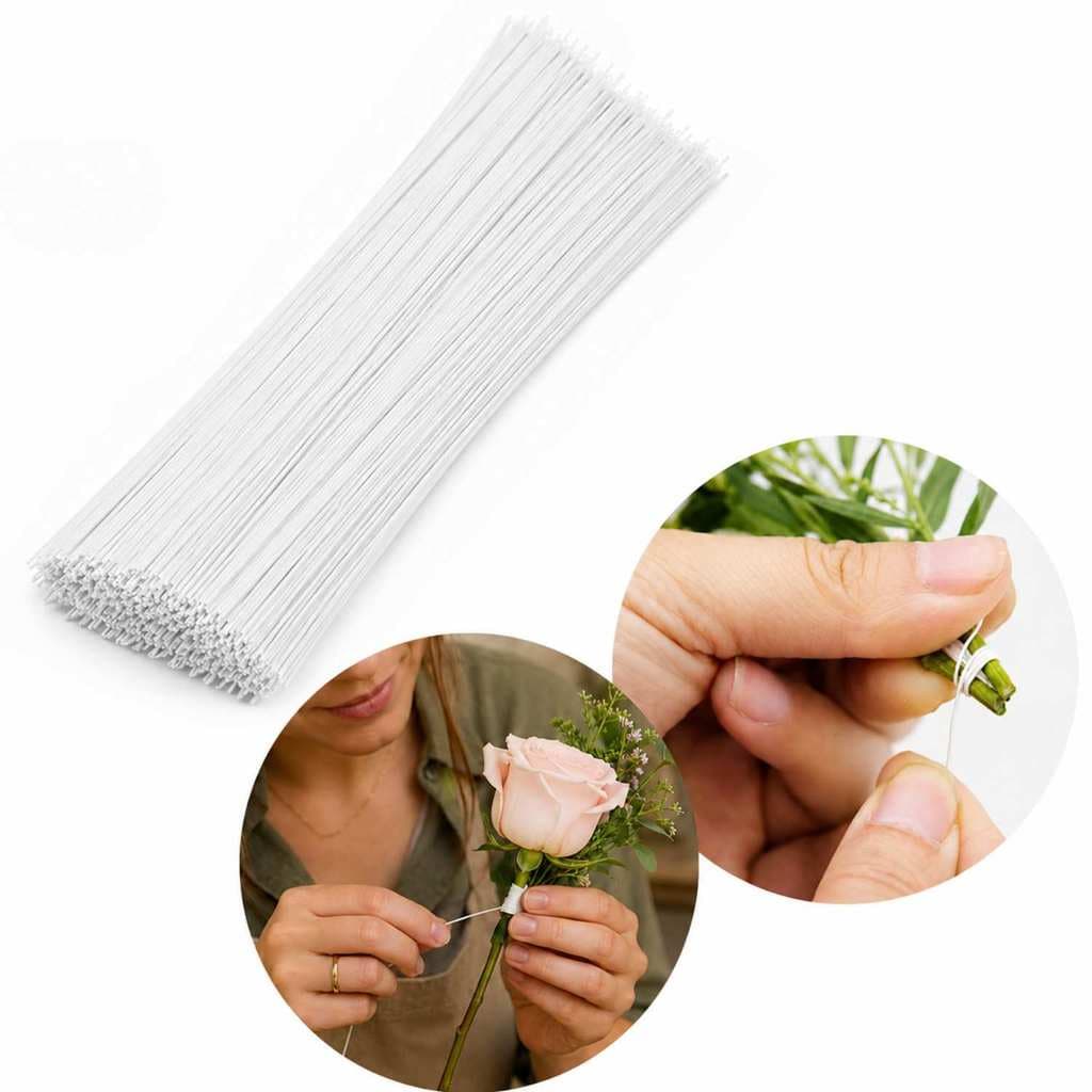 Kit 50 Arame Encapado n18 Branco 40 cm Floral Artesanato