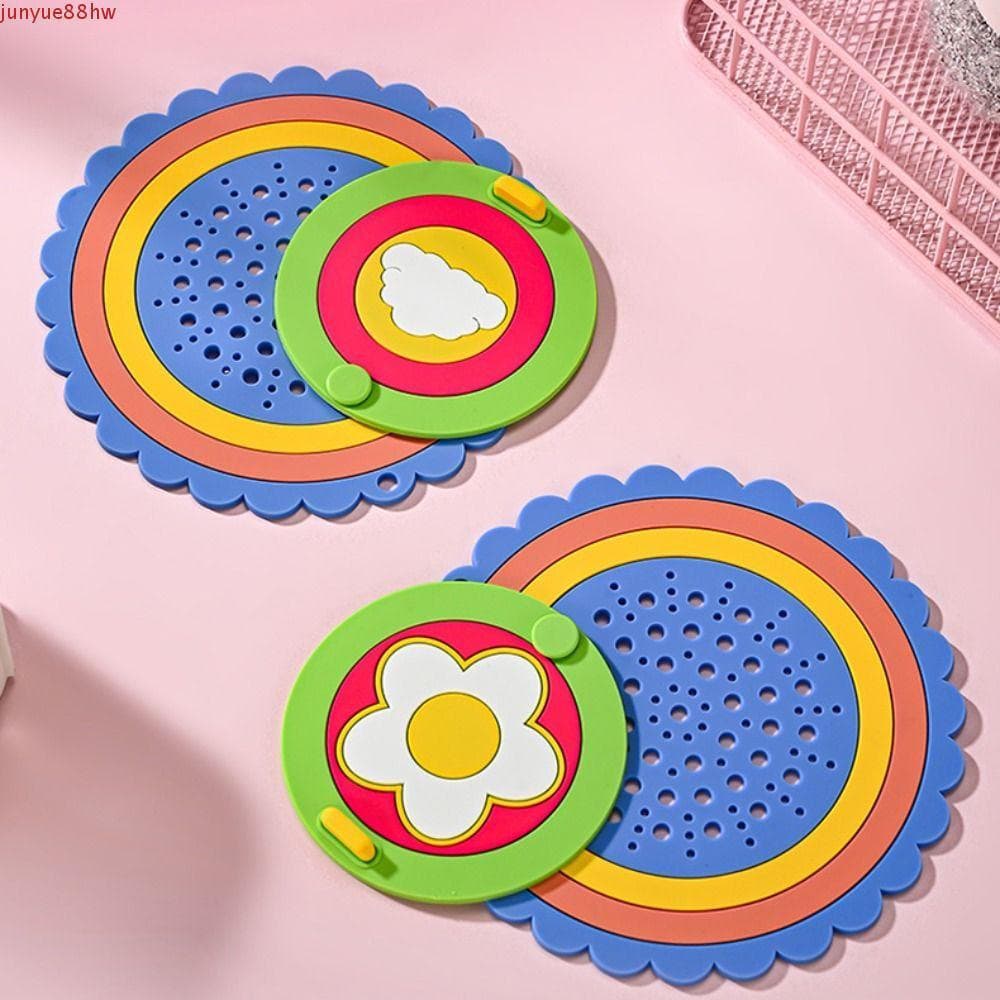 JUNYUE Capa De Drenagem De Piso Arco-Íris , Rolha Banheiro Macia E Espessada , Coletor De Cabelo Com Almofada De Silicon