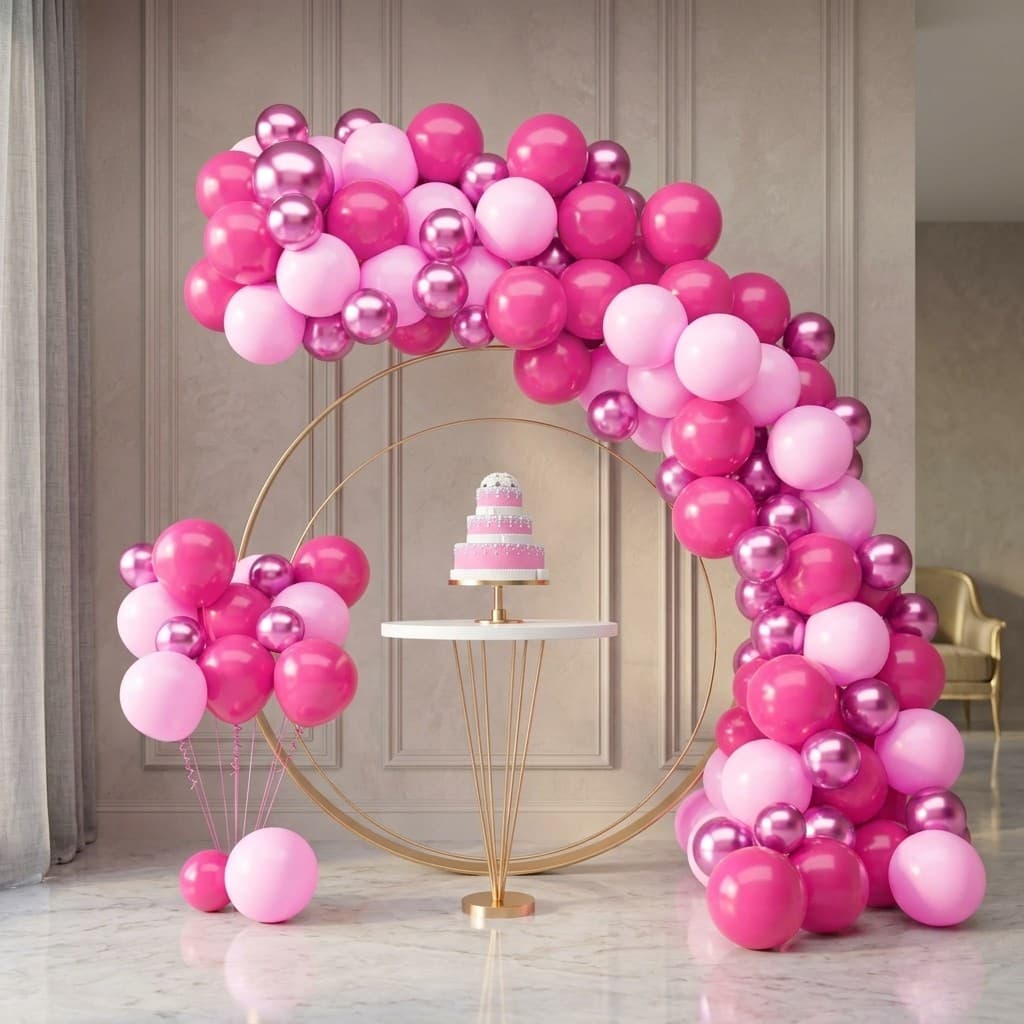 Kit 125 Balões Festa Aniversário Rosa Claro e Pink Bexiga Metalizada