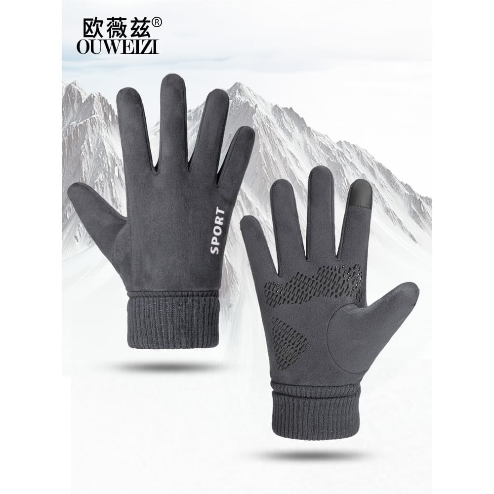 Luvas de camurça masculino feminino dedo cheio outono inverno equitação ao ar livre velo quente à prova de frio condução