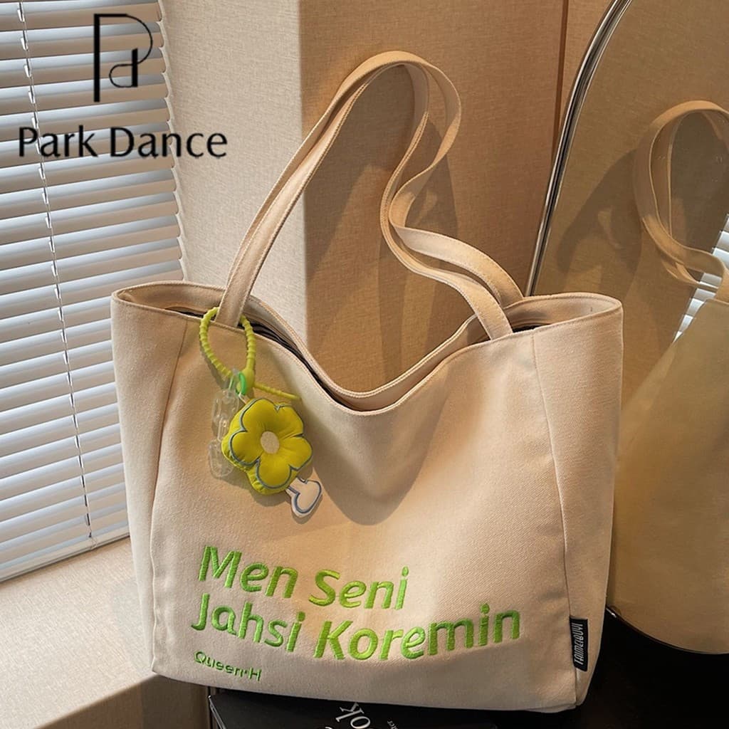 PARKDANCE Casual Simples Carta Ombro Bolsa de Lona Estudante Bolsa All-Match de Grande Capacidade