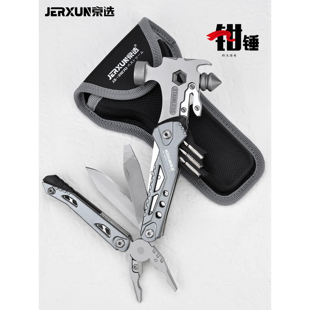 Jingxuan Mini martelo de garra pequeno martelo de segurança ao ar livre martelo multifuncional alicate dobrável Escape e