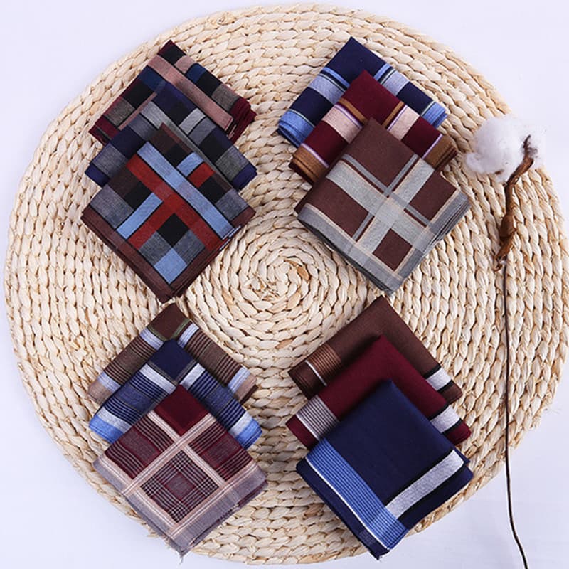 3 Pçs 38x38cm Algodão Cor Escura Xadrez Listrado Masculino Lenços Clássicos Portátil Absorvente Bolso Toalha De Mão