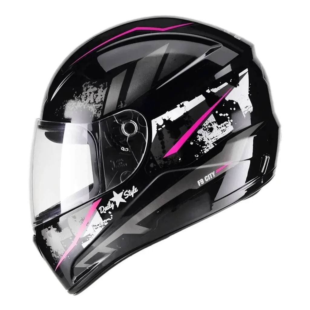 Capacete Fechado F9 HG City Preto Rosa Fly