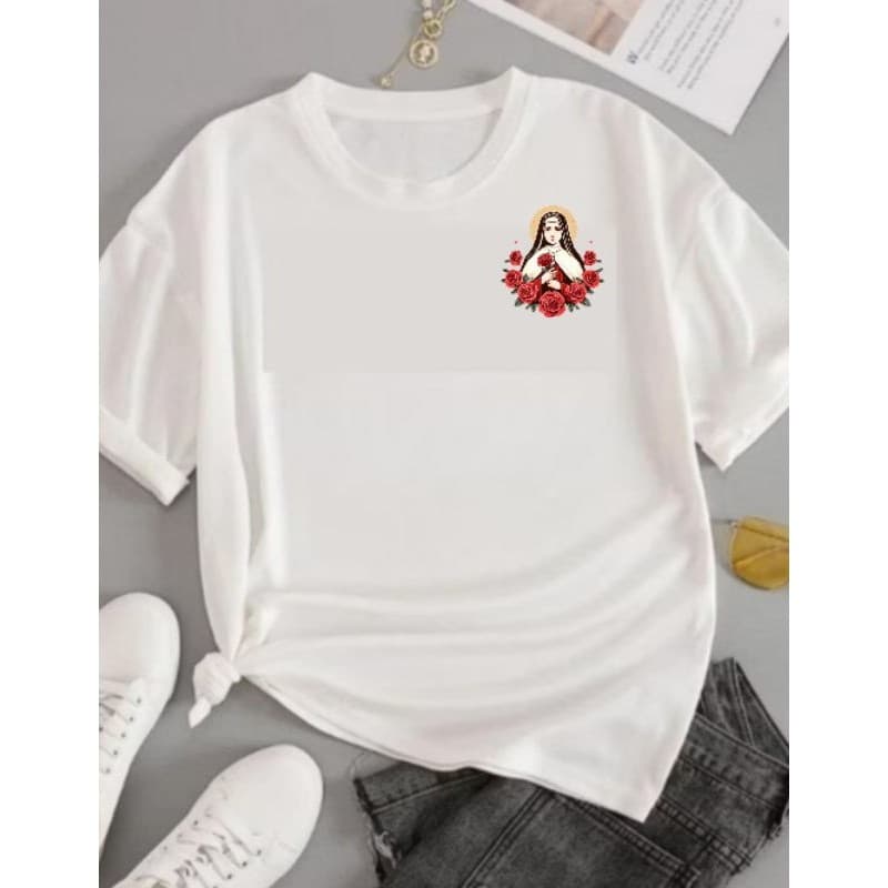 Camiseta Religiosa Santa Teresinha do Menino Jesus Católica Estampada Unissex