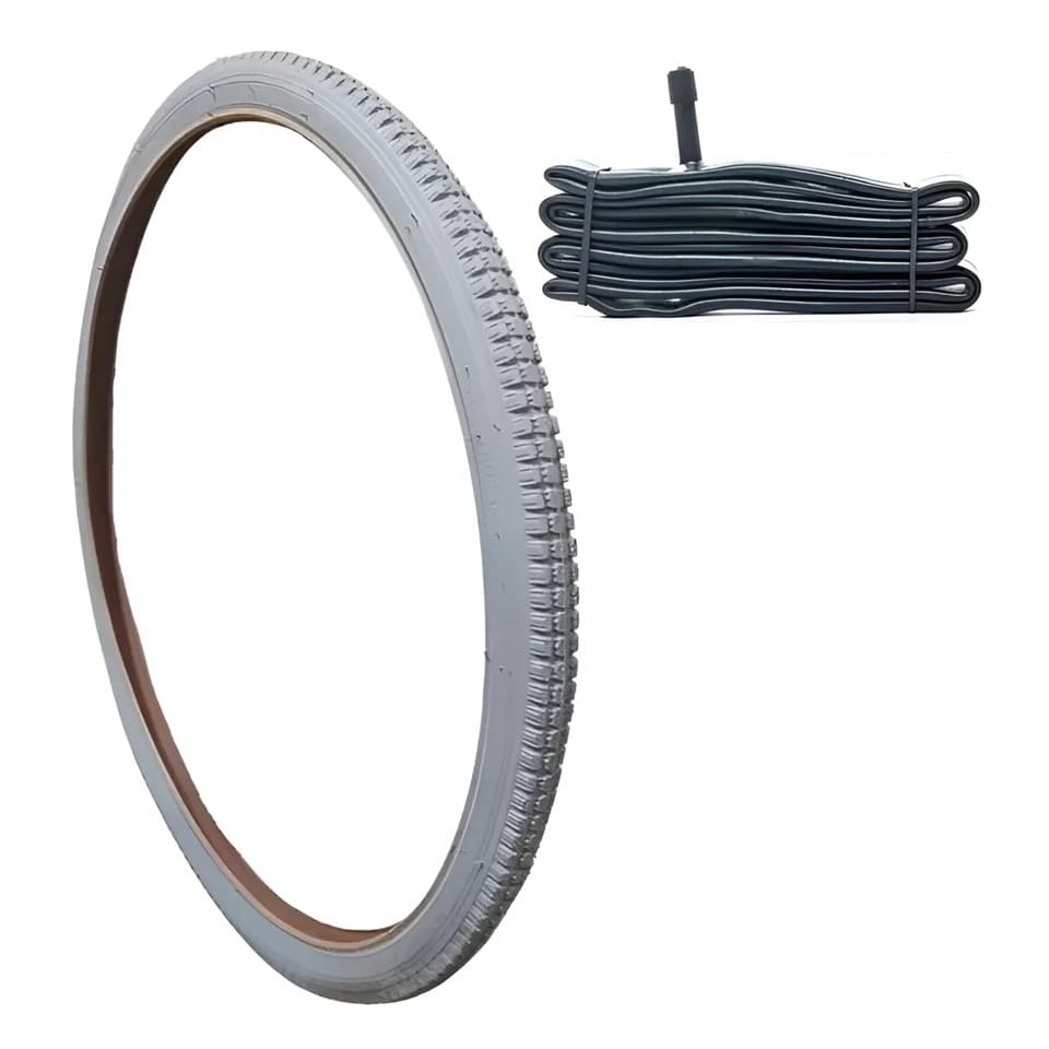 Pneu Inflável Cinza Aro 24 1 3/8 Cadeira De Rodas Com Camara
