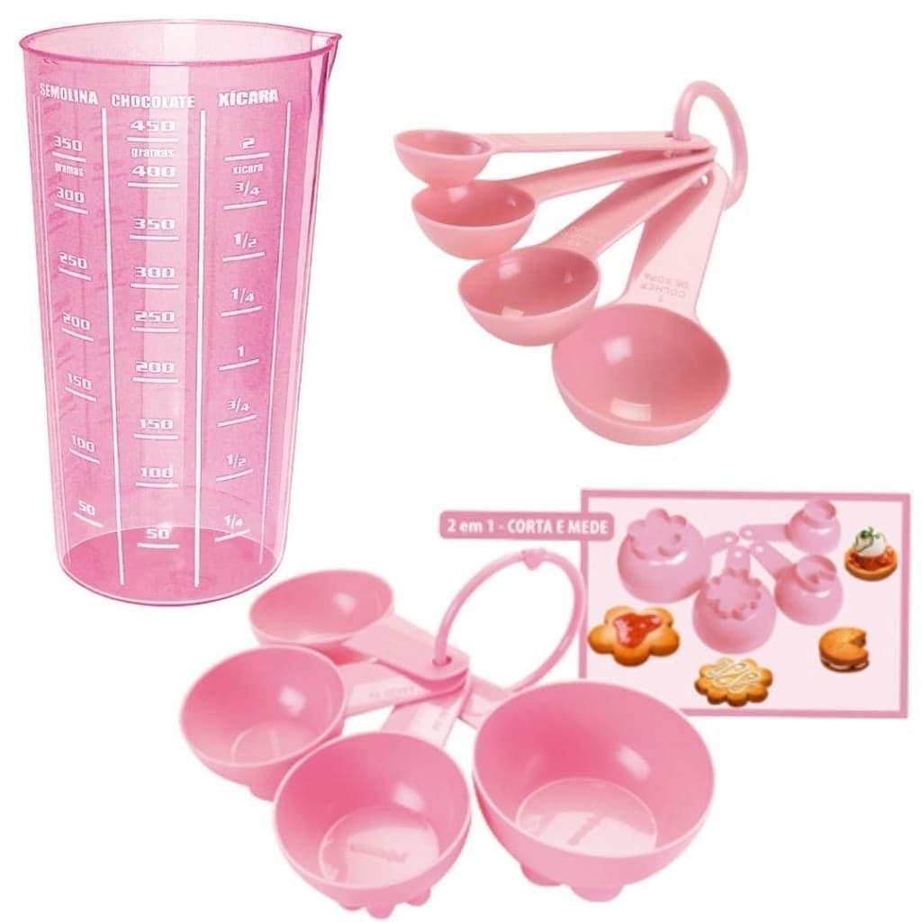 Kit Medidores 9 peças Copo Medidor Dosador Colher Xícara Medidoras