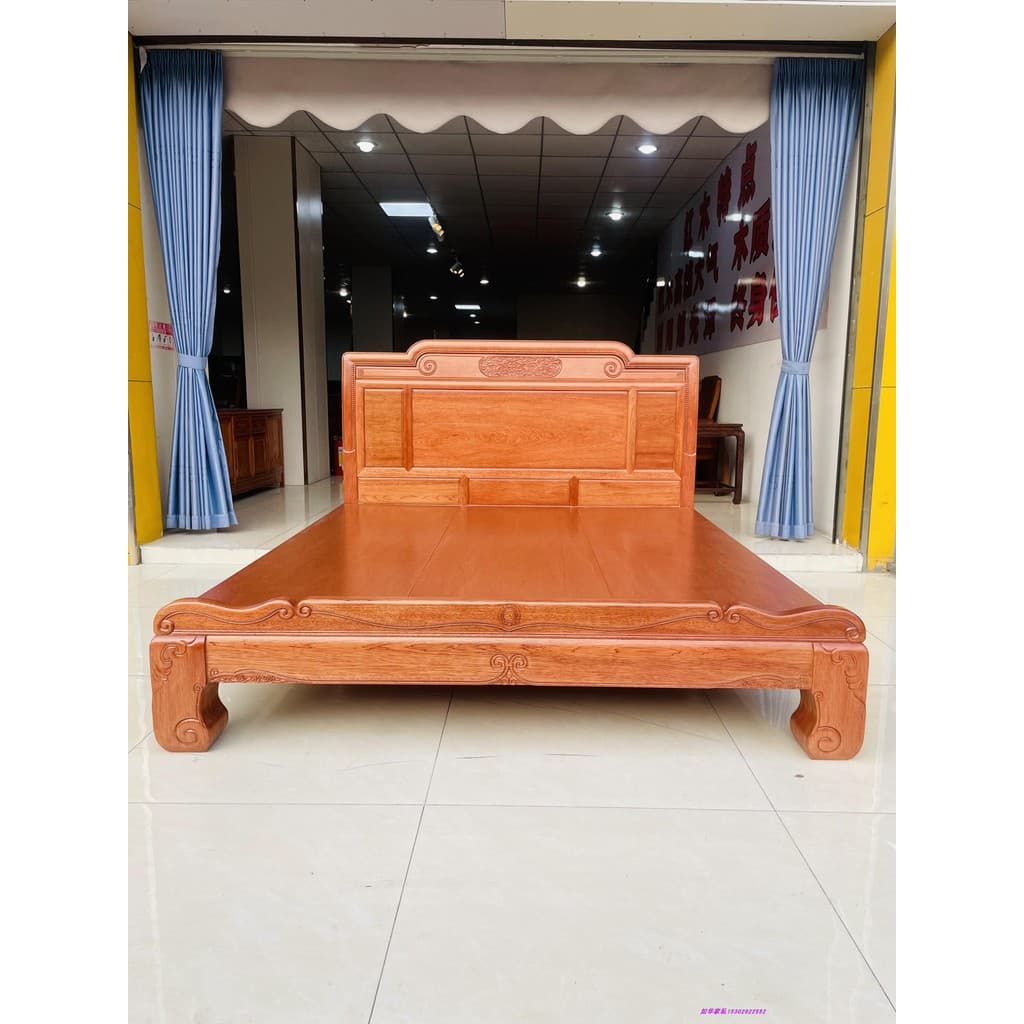 Cama grande de madeira com grade de abacaxi em mogno, madeira sólida, cama de casal para casamento, 1.8m, 1.2M1.5, cama