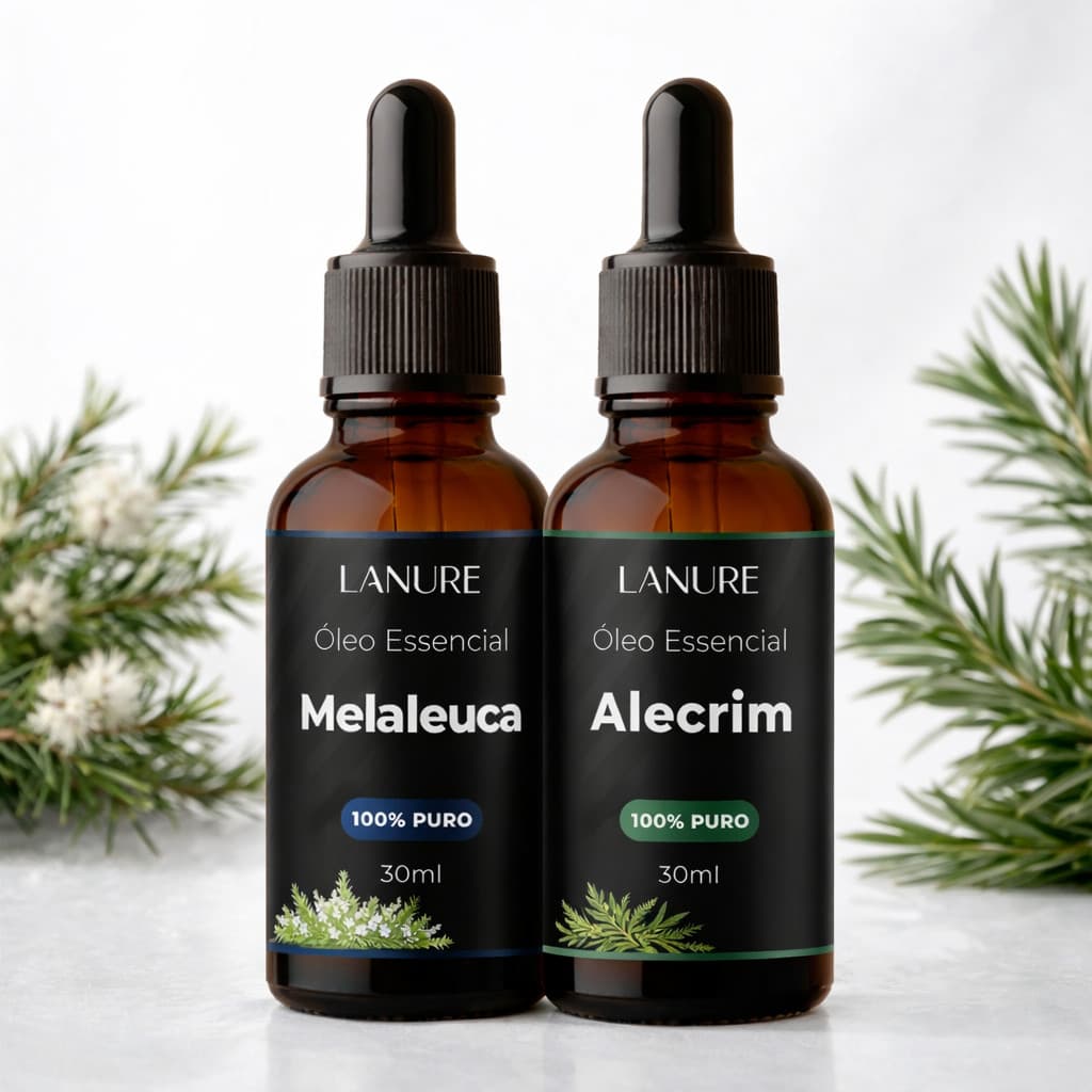 Kit Óleo Essencial Melaleuca + Alecrim Lanure 30ml Cuidado Capilar Hidratação Couro Cabeludo
