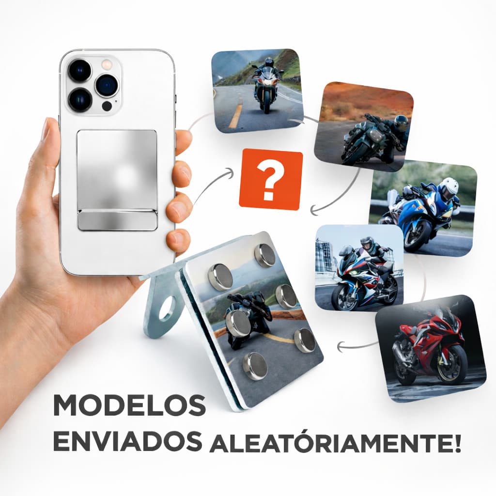 Suporte de Celular Magnético para Moto Imã Neodímio Ultra Forte Universal Seguro para Guidão e Retrovisor Antivibração