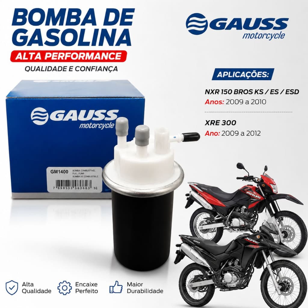 Bomba Combustível Gasolina Xre 300 Nxr 150 125 Bros Ks Es Esd 2009 2010 2011 2012 Gasolina Original
