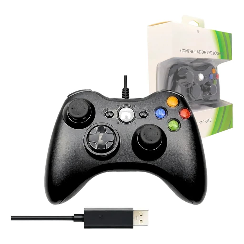 Controle Gamer Com Fio 2,10m Compatível Com Xbox 360 E Pc