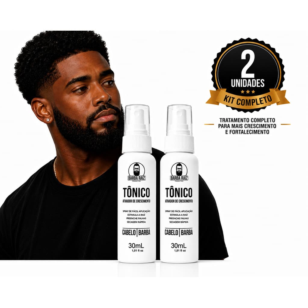 Ki 2 Tônicos  para Crescimento de Barba e cabelo - Com  Metionina e Extrato de quina