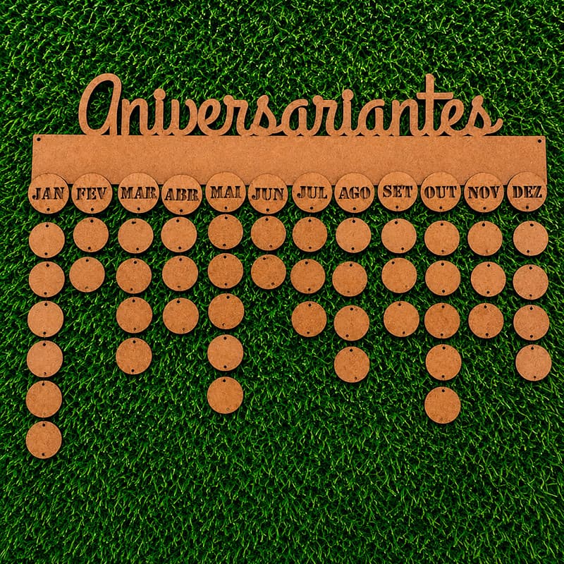 Quadro Aniversariante do Mês DISCOS em MDF CRU
