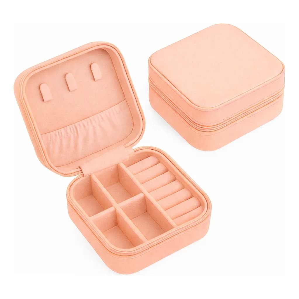 Mini Porta-jóias Em Couro Sintético Salmão Salmão