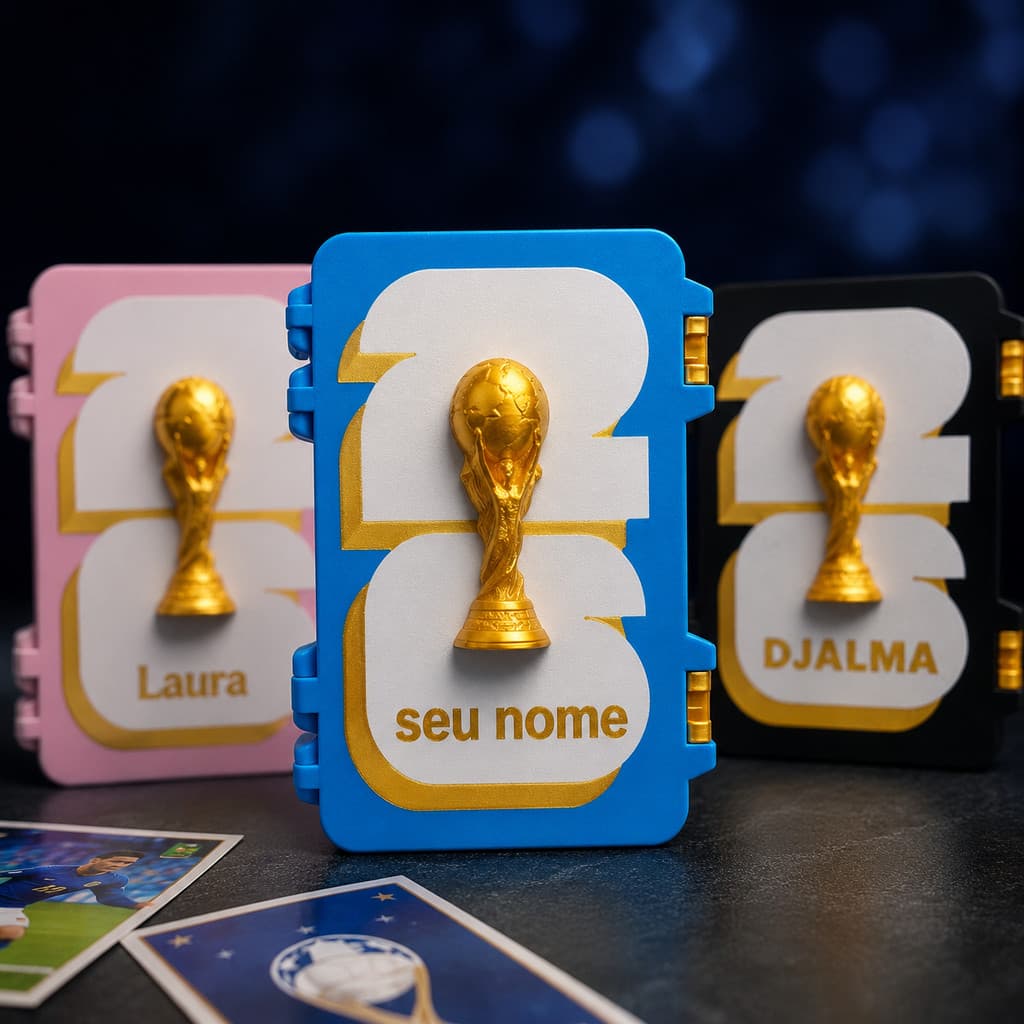 Porta Figurinha Personalizado Copa do Mundo 2026 Futebol com Seu Nome Estojo Porta Figurinhas 2026 Futebol Personalizada