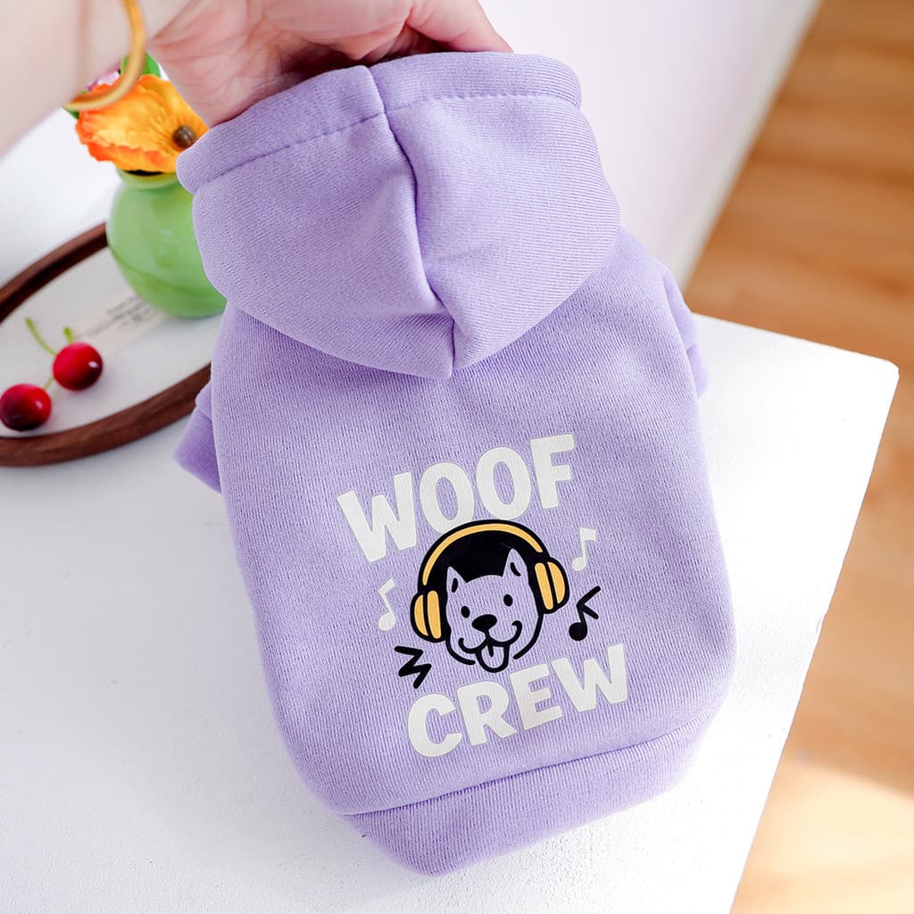 Suéter para Cães Pequenos - Casaco para Filhotes em Lavanda Clara e Branco com Orelhas, Suéteres Quentes de Inverno para